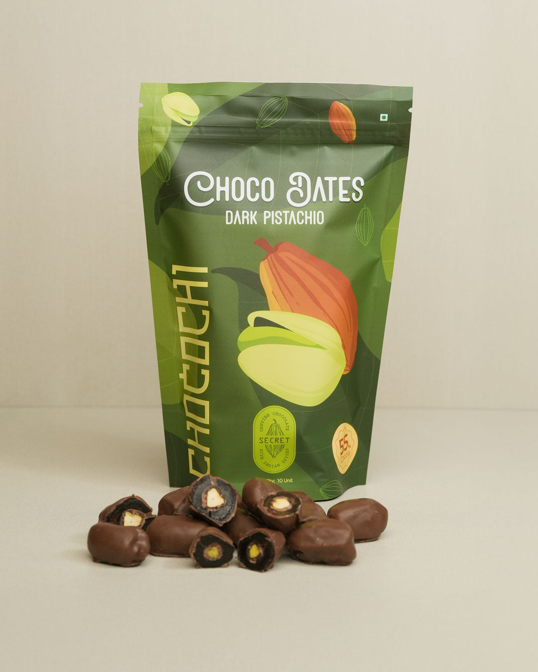 Choco date dark pistachio Pack of 10